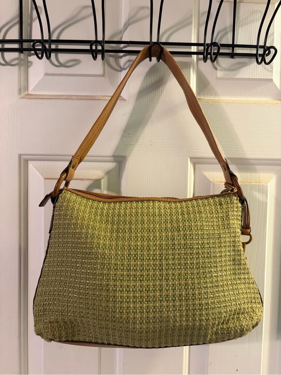 Fossil Handbags - Fossil Green Woven Shoulder Bag with Tan Trim